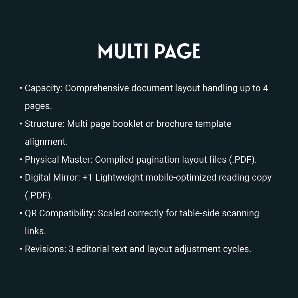 Commercial Hospitality Menu Design